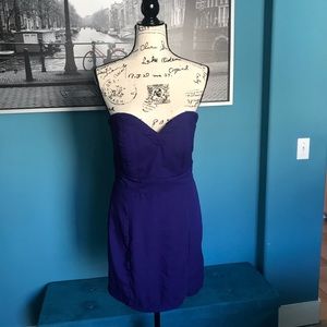 Blue strapless dress. Wedding. Party.